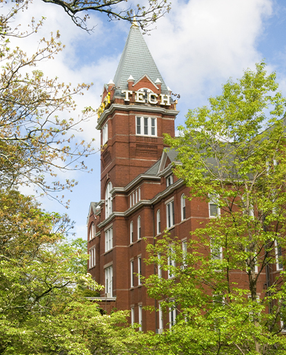 Tech Tower through the trees